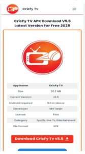 تحميل تطبيق Cricfy TV للاندرويد APK.2026 تلفزيون الكريكيت اخر اصدار 5